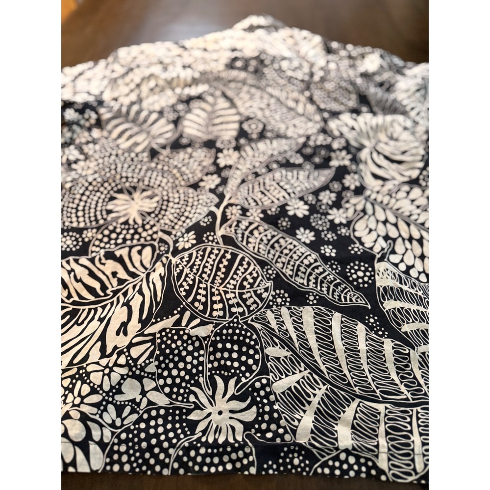 Tori Richard Honolulu Mens XL Cotton Lawn Black White Botanical Aloha Shirt - Picture 7 of 11